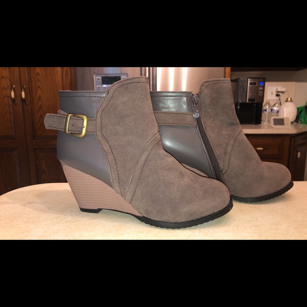 Grey Wedge Booties BRAND NEW!!